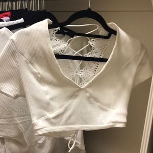 Lace up back crop top